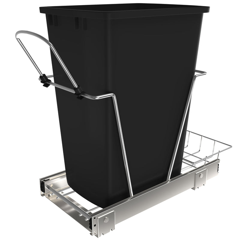 Rev A Shelf 35 Quart Sliding Single Waste Trash Container Bin, Black (Open Box)
