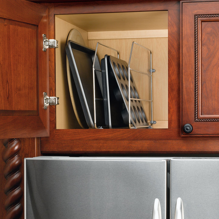 Rev-A-Shelf 12" Kitchen Cabinet Baking Sheet Tray Divider, Chrome, 597-12CR-52