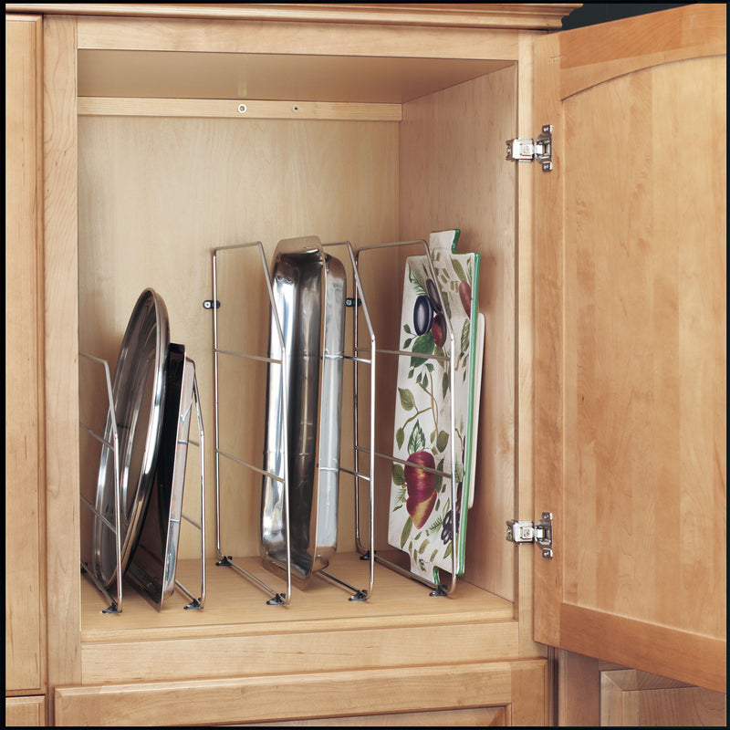 Rev-A-Shelf 12" Kitchen Cabinet Baking Sheet Tray Divider, Chrome, 597-12CR-52