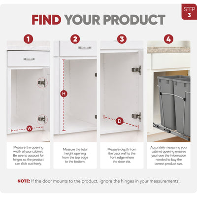 Rev A Shelf 27 Qt Sliding Double Waste Container Gray (Open Box) (2 Pack) - VMInnovations