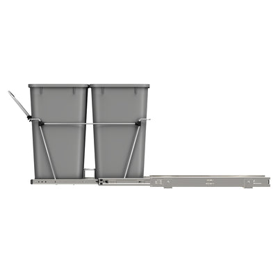 Rev-A-Shelf Double Pull Out Trash Can 27 Qt for Kitchen, Silver, RV-15KD-17C S