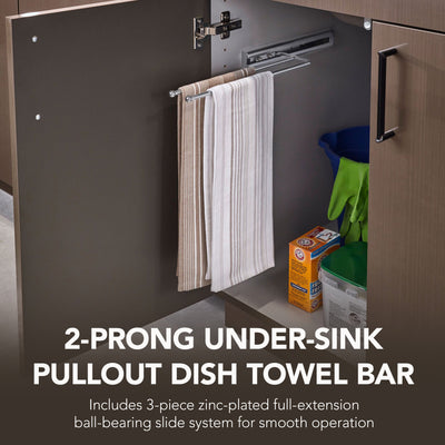 Rev-A-Shelf Pullout Dish Towel Bar Under Kitchen Cabinet, Chrome, 563-51-C