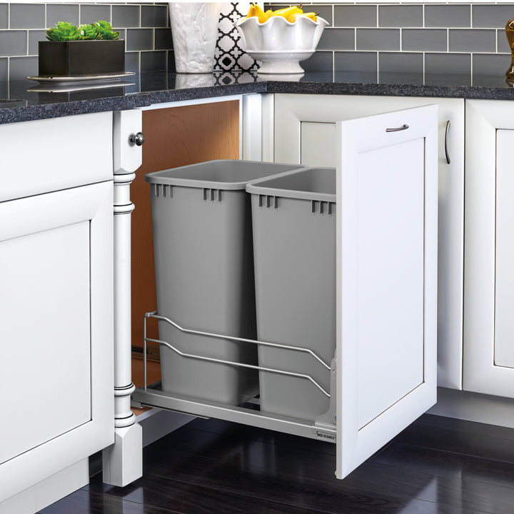 Rev-A-Shelf Double Pullout Trash 50 qt. with Soft-close, 53WC-2150SCDM-217