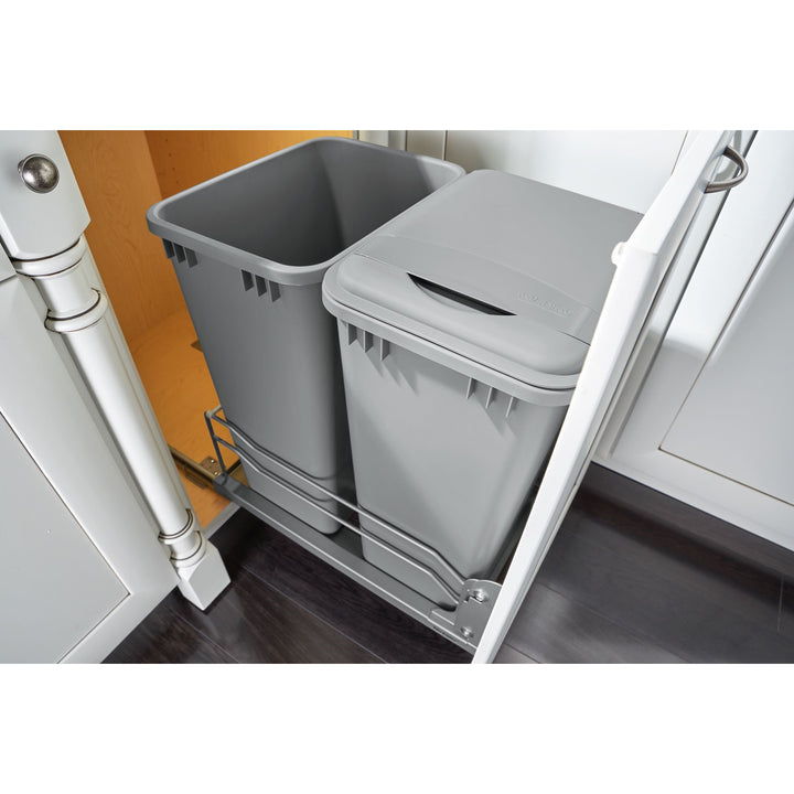 Rev-A-Shelf Double Pullout Trash Can 50 qt. with Soft-close, 53WC-2150SCDM-217