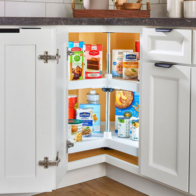 Rev-A-Shelf 3472-28-11-52 28-Inch White Polymer Kidney 2-Shelf Lazy Susan (Used)