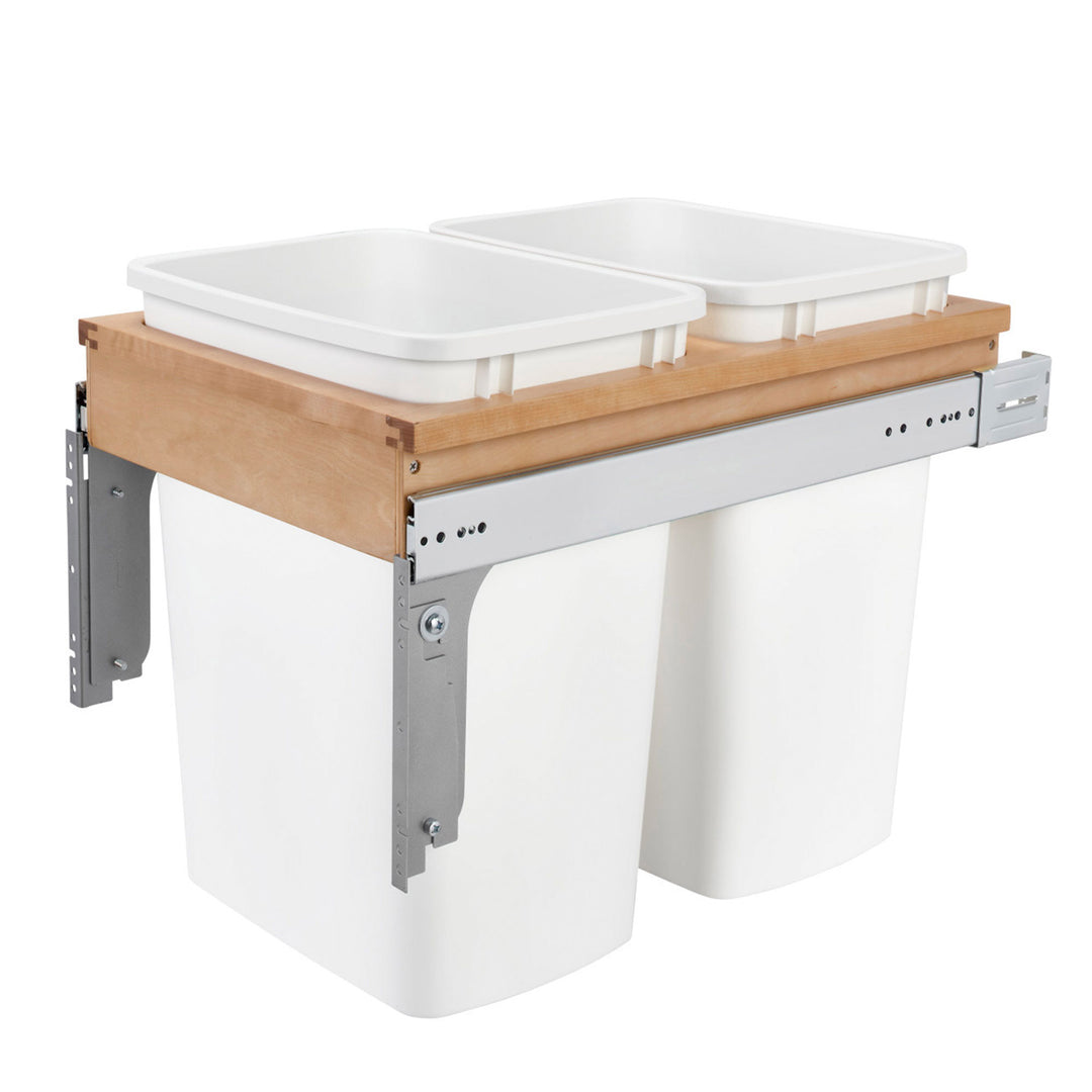 Rev-A-Shelf Double Pullout Top Mount Trash Can 35 qt., White, 4WCTM-18DM2