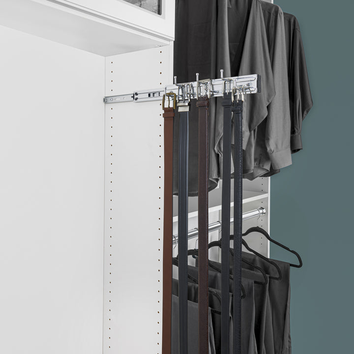 Rev-A-Shelf 14" Pullout Belt Rack Closet Storage Organizer, Chrome, BRC-14CR