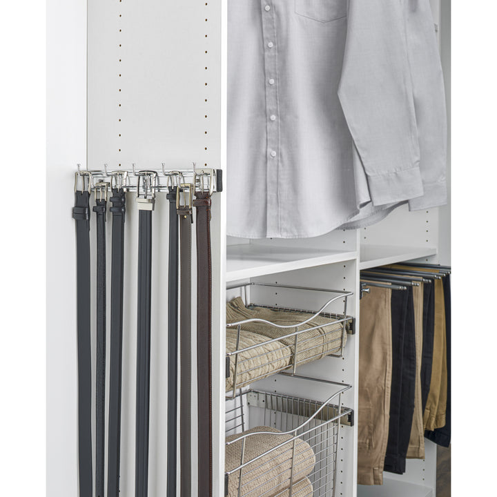 Rev-A-Shelf 14" Pullout Belt Rack Closet Storage Organizer, Chrome, BRC-14CR