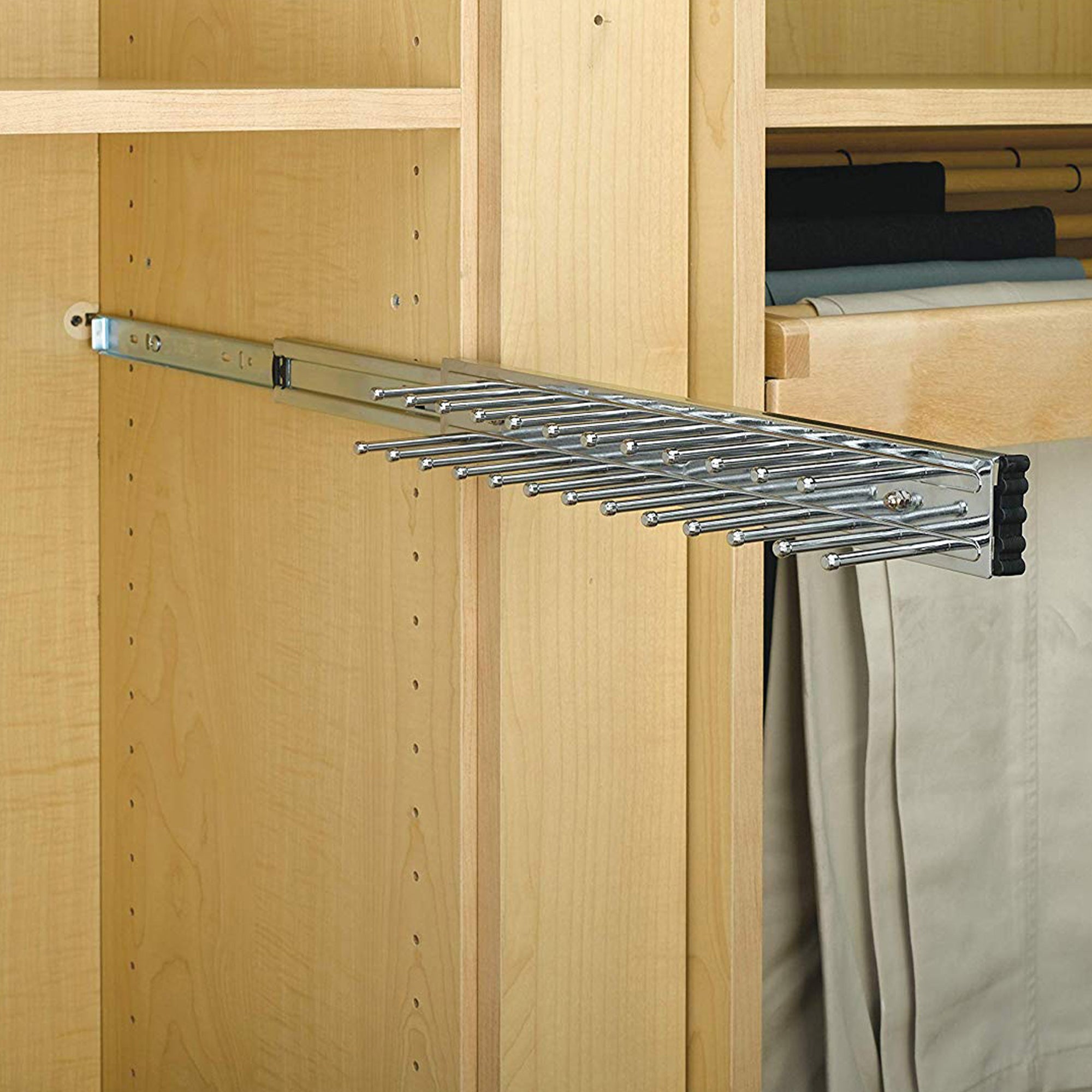 Rev-A-Shelf TRC-12CR 12-Inch Side Mount Extending Tie Rack, Chrome (Used)