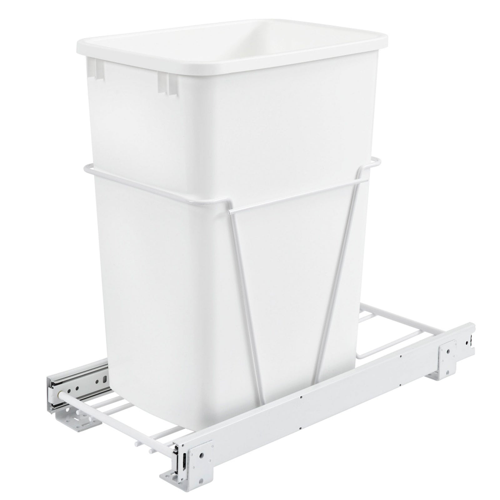 Rev-A-Shelf Single Pullout 35 qt. Sliding Trash Can for Kitchen Cabinet, RV-12PB - VMInnovations