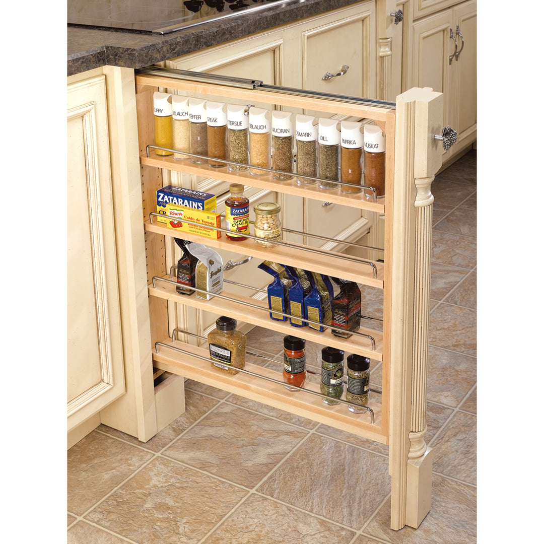 Rev-A-Shelf 3" Pullout Kitchen Cabinet Filler Organizer Spice Rack, 432-BF-3C