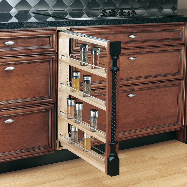 Rev-A-Shelf 3" Pullout Kitchen Cabinet Filler Organizer Spice Rack, 432-BF-3C