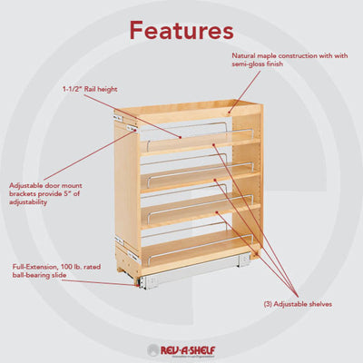 Rev-A-Shelf 448-BC-8C 8" Pullout Cabinet Organizer Rack (Certified Refurbished)