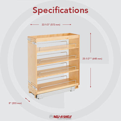 Rev-A-Shelf 448-BC-8C 8" Pullout Cabinet Organizer Rack (Certified Refurbished)