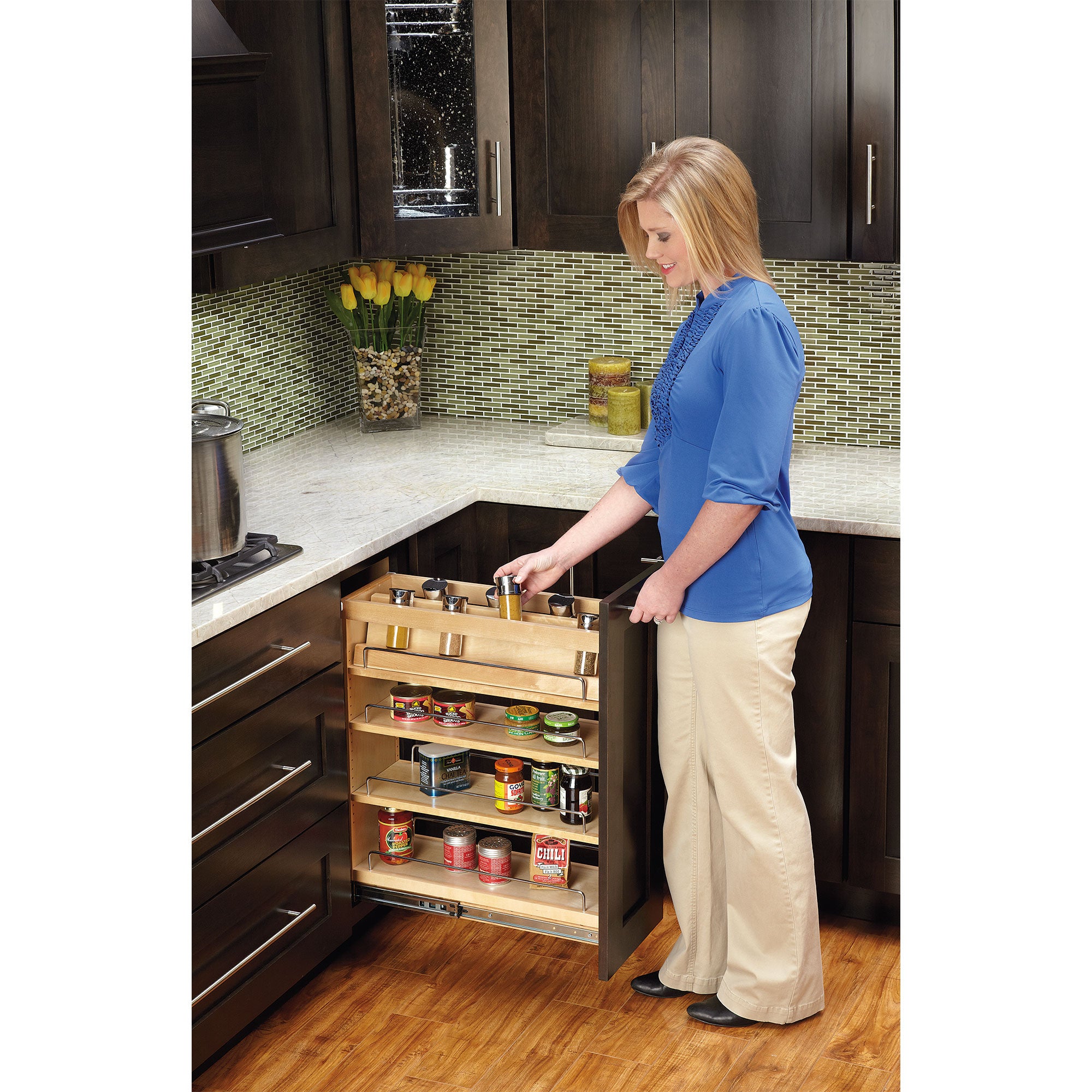 Rev-A-Shelf 448-BC-8C 8" Pullout Cabinet Organizer Rack (Certified Refurbished)