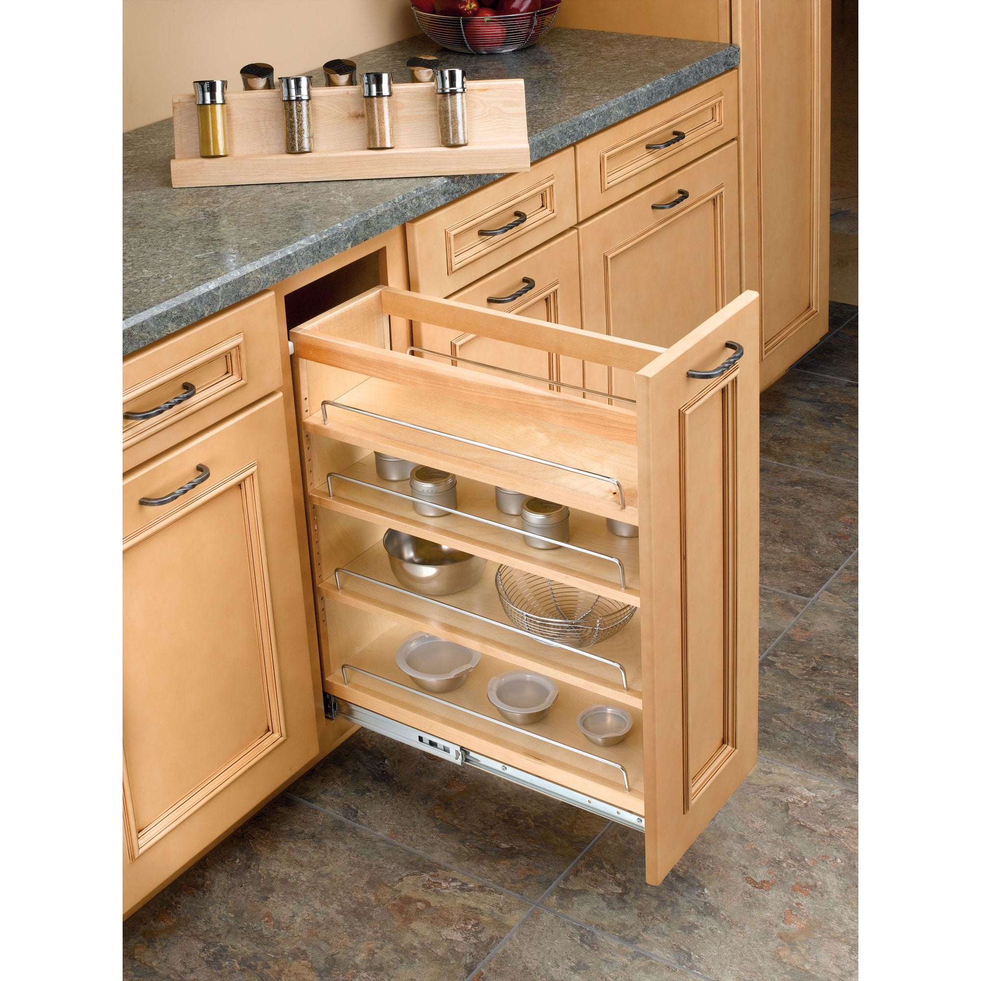 Rev-A-Shelf 448-BC-8C 8" Pullout Kitchen Cabinet Organizer Rack, Maple (Used)