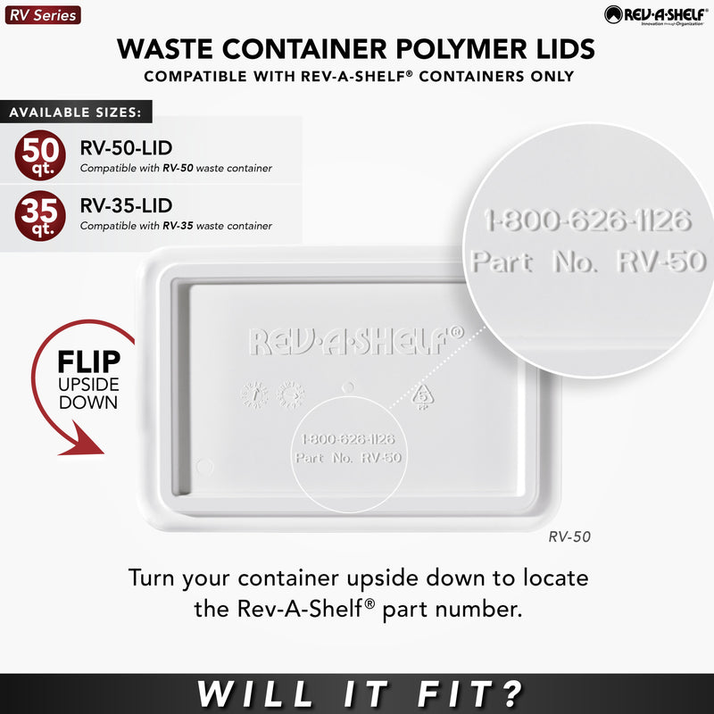 Rev-A-Shelf RV-50-LID-17-1 50 Quart Polymer Trash Can Replacement Lid, Silver (Open Box)
