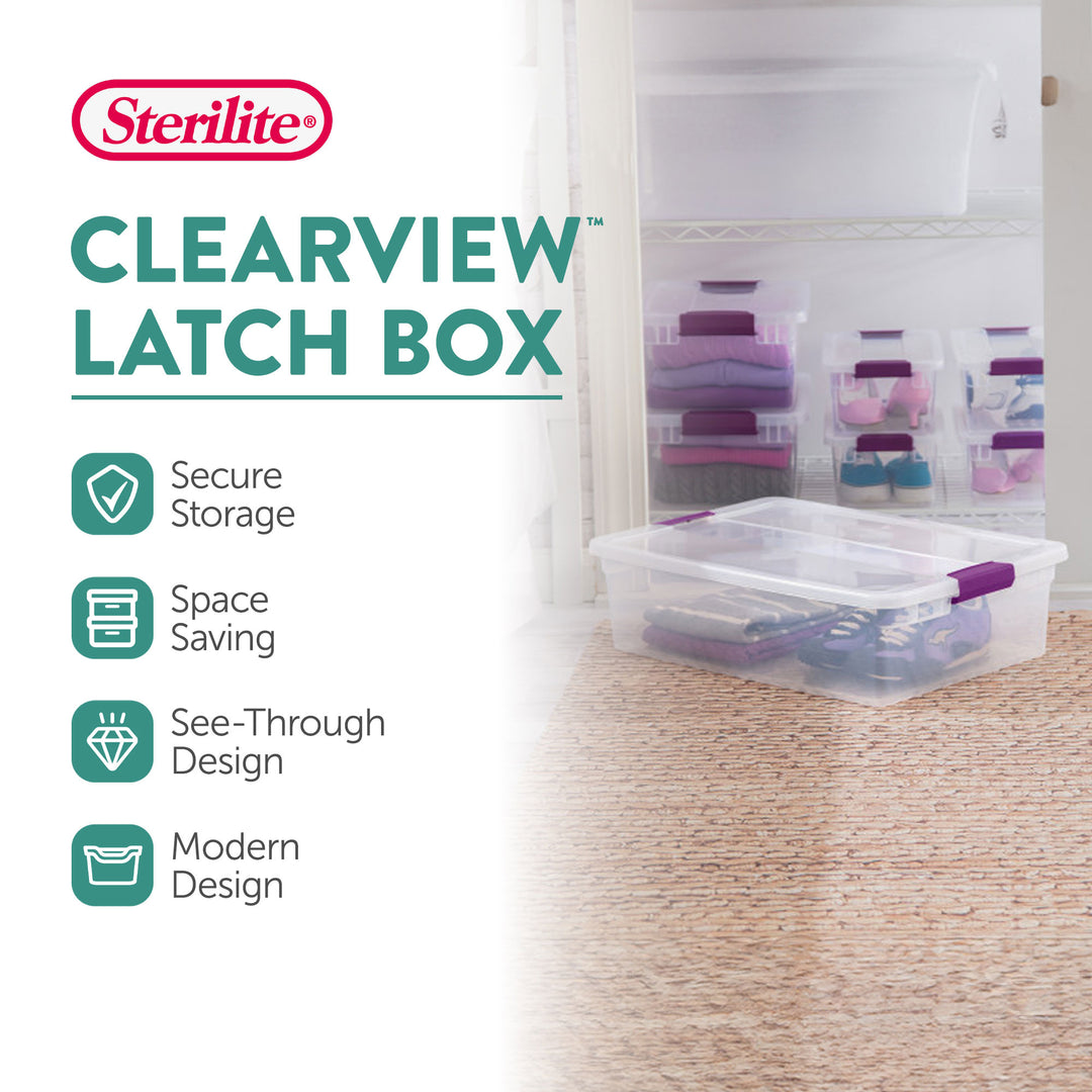 Sterilite 32 Quart Clear View Storage Container Tote w/ Latching Lid, 24 Pack