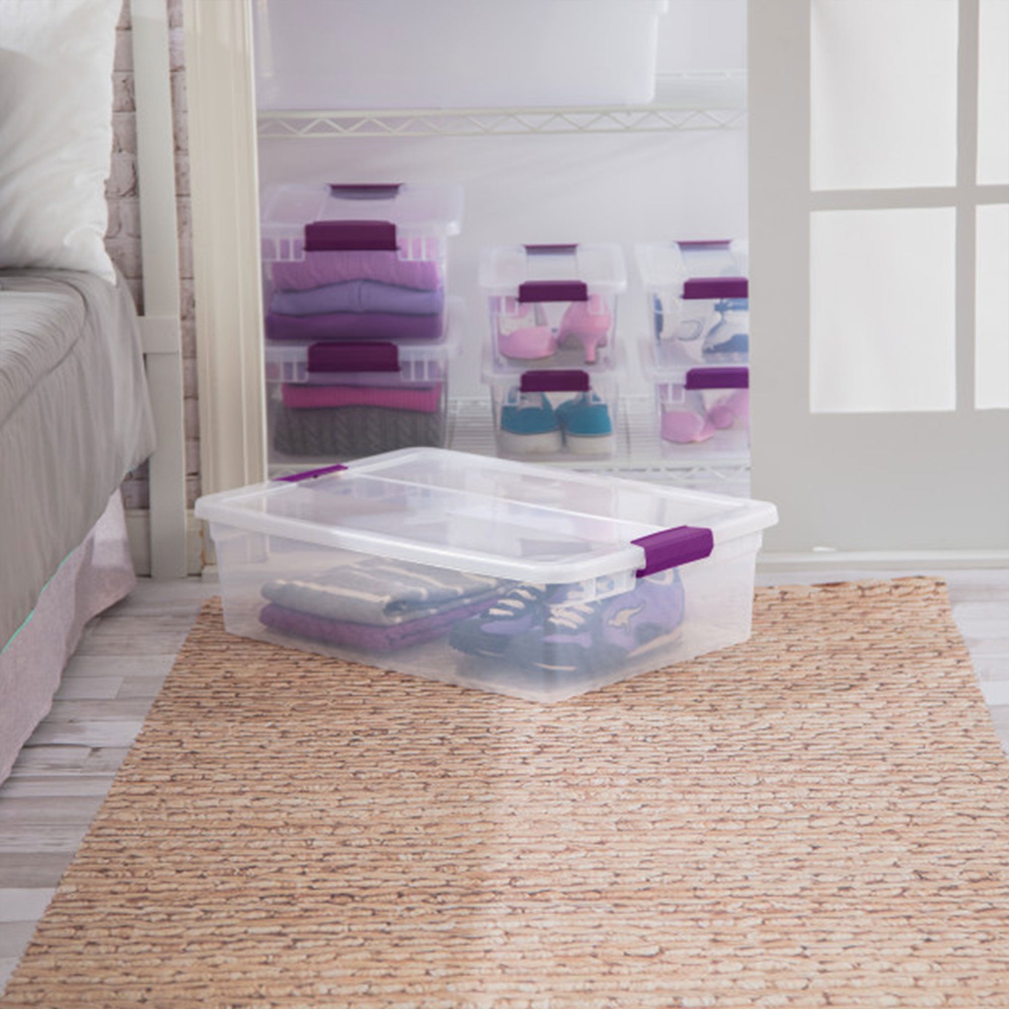 Sterilite 32 Quart Clear View Storage Container Tote w/ Latching Lid, 24 Pack - VMInnovations