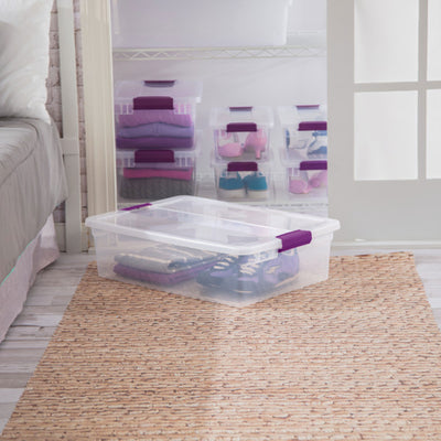 Sterilite 32 Quart Clear View Storage Container Tote w/ Latching Lid, 24 Pack - VMInnovations