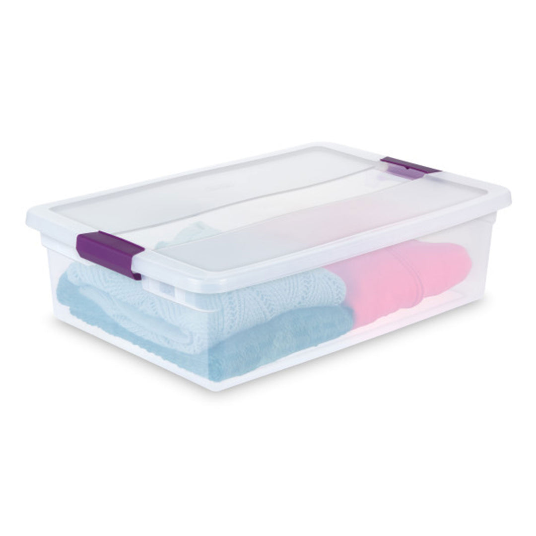 Sterilite 32 Quart Clear View Storage Container Tote w/ Latching Lid, 24 Pack