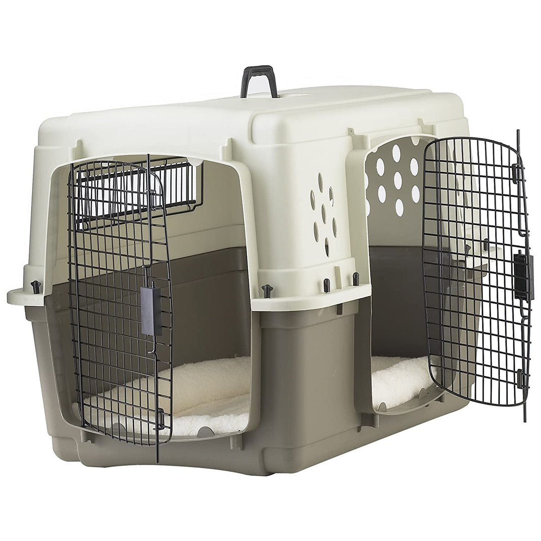 Miller Manufacturing Double Door Dog & Pet Travel Kennel Crate, Brown (Open Box) - VMInnovations