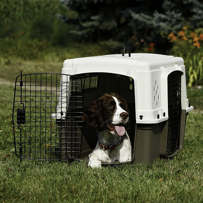Miller Manufacturing Double Door Dog & Pet Travel Kennel Crate, Brown (Open Box) - VMInnovations