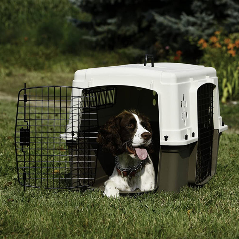 Miller Manufacturing Double Door Dog & Pet Travel Kennel Crate, Brown (Open Box)