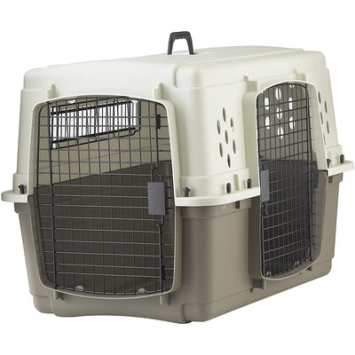 Miller Manufacturing Double Door Dog & Pet Travel Kennel Crate, Brown (Open Box) - VMInnovations