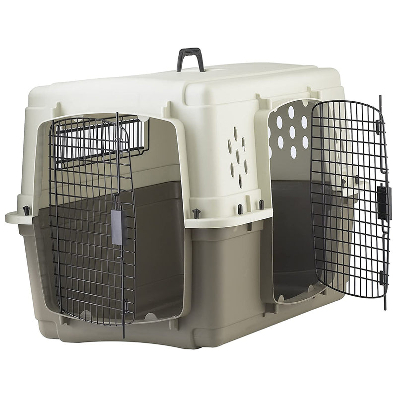 Miller Manufacturing Double Door Dog & Pet Travel Kennel Crate, Brown (Open Box)