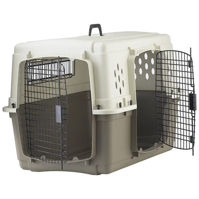 Miller Manufacturing Double Door Dog & Pet Travel Kennel Crate, Brown (Open Box) - VMInnovations