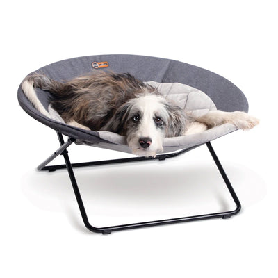K&H Pet Products Large Pet Elevated Cozy Cot Dish Chair Dog Bed Lounger, Gray
