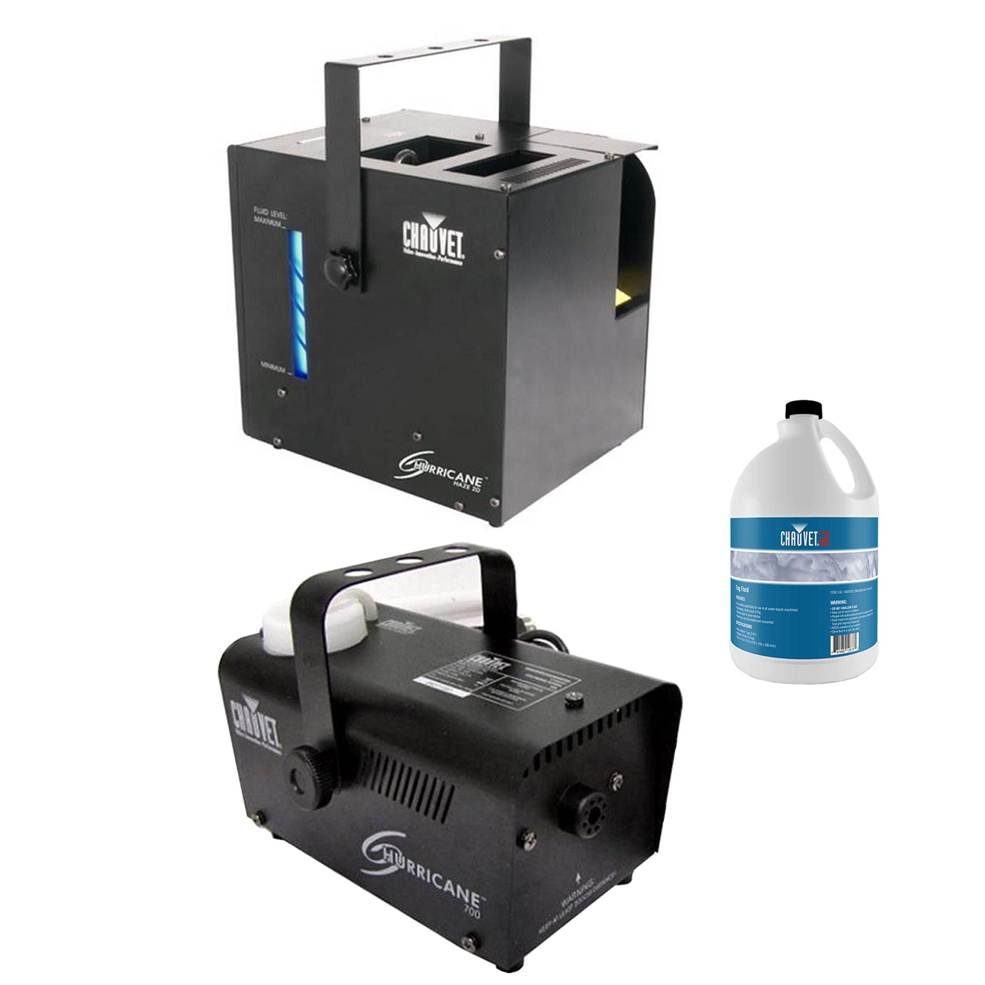 Chauvet DJ Hurricane Haze 2D & Hurricane Pro Fog Machines w/ Fog Fluid & Remotes
