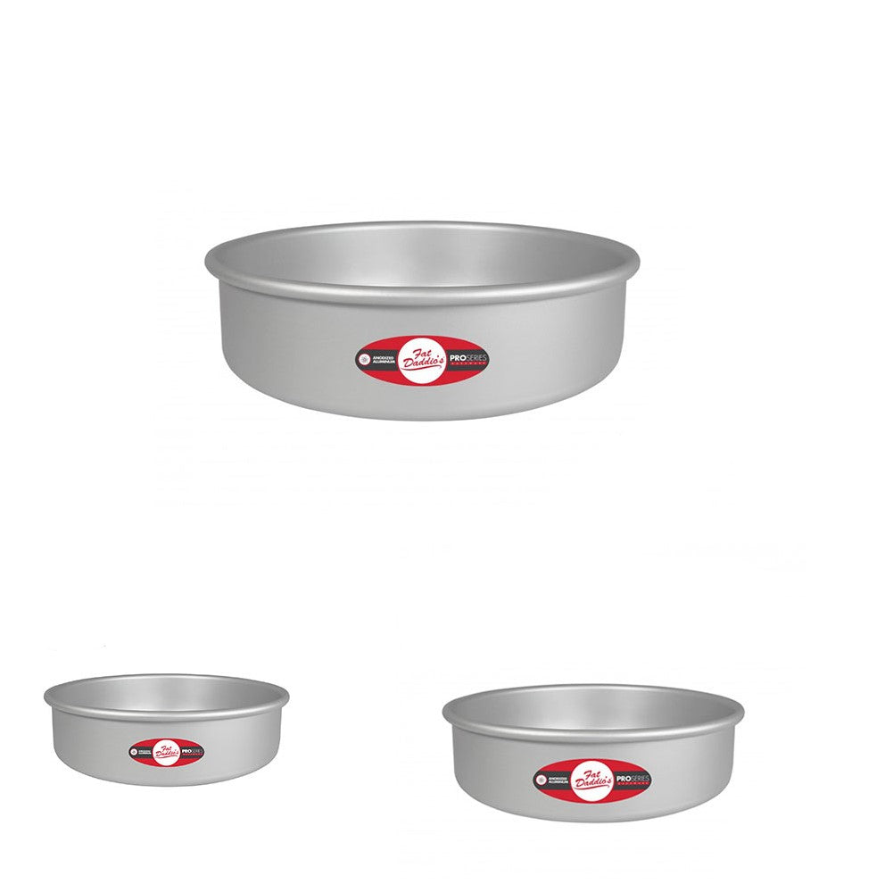 Fat Daddio's Anodized Aluminum Round Cake Pan with Solid Bottom (3 Sizes)