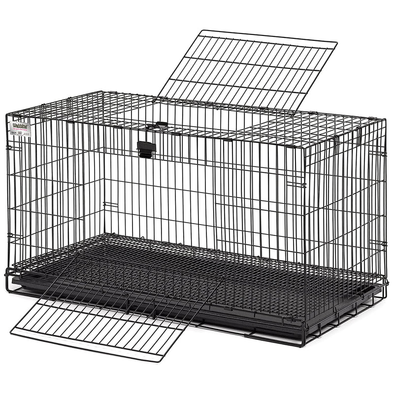 MidWest Homes 157 Wabbitat Large Steel Folding Rabbit Hutch Cage w/ Pan, Black