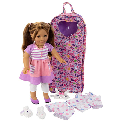 Playtime by Eimmie 18 Inch Allie Doll with Outfit, Carrying Case, and Pajamas