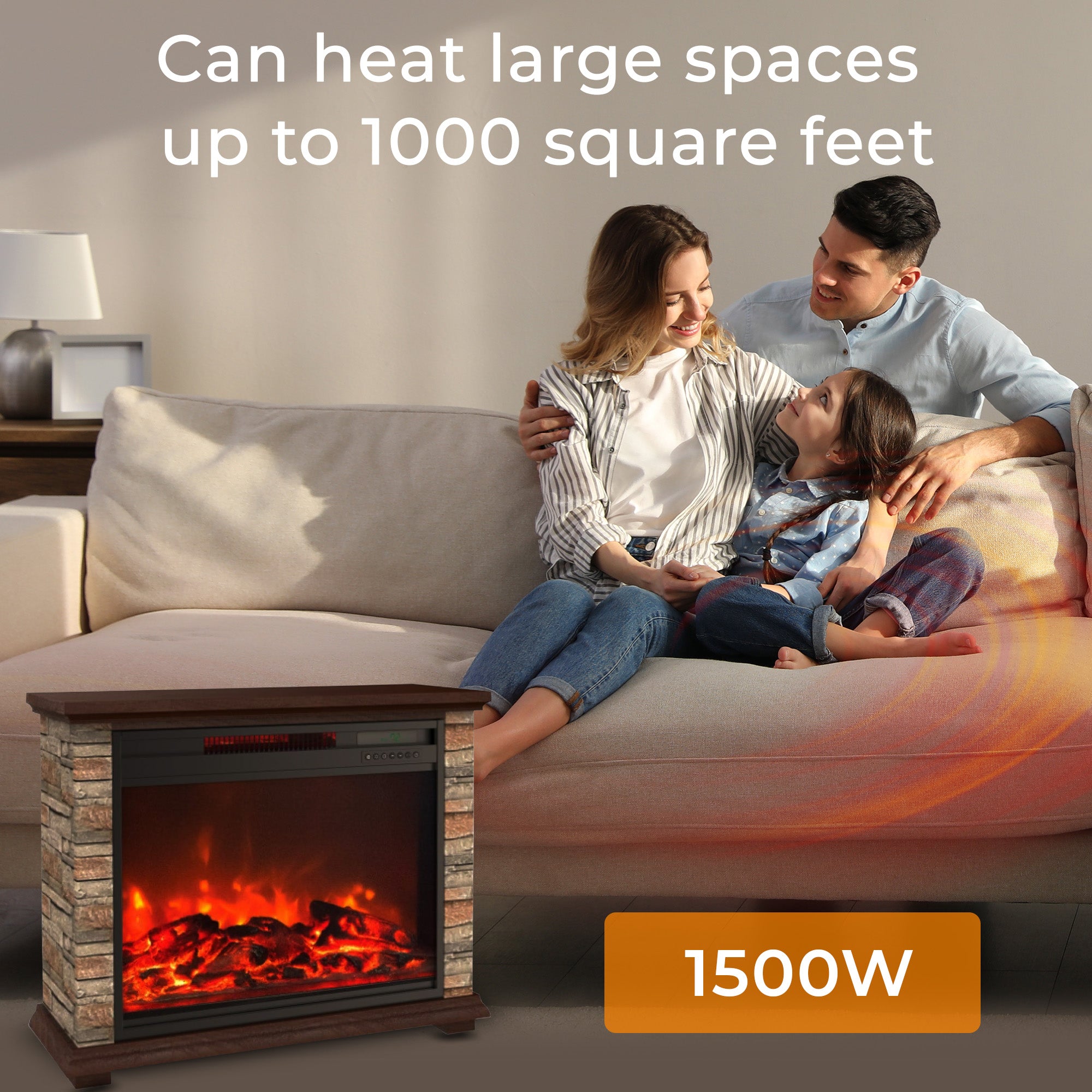 LifeSmart 1500 Electric Infrared Quartz Fireplace Heater, Indoor Use (Open Box) - VMInnovations