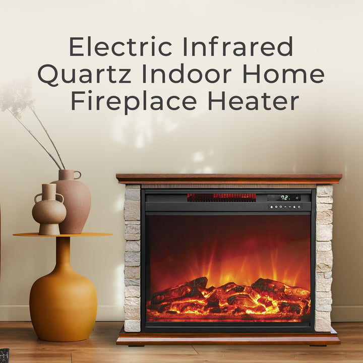 LifeSmart LifePro 1500W Electric Infrared Quartz Indoor Home Fireplace Heater