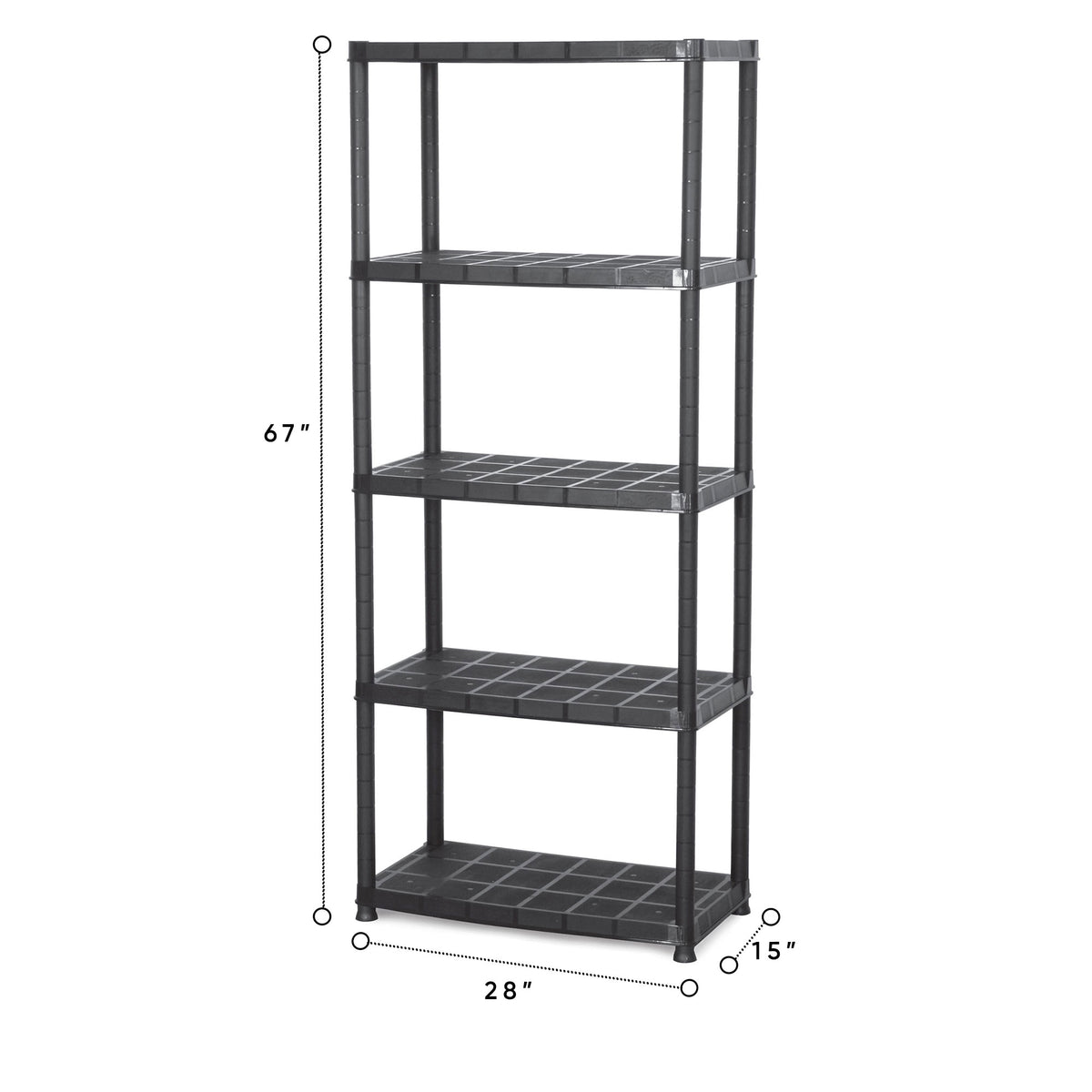 Ram Quality Products Platin 15 inch 5 Tier Plastic Storage Shelves (For Parts)