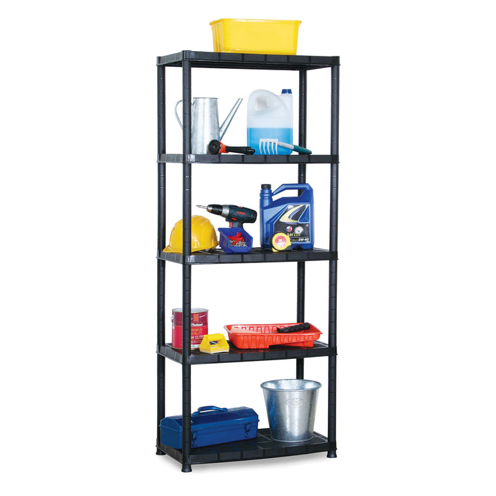 Ram Quality Products Platin 15 inch 5 Tier Plastic Shelves, Black (Open Box) - VMInnovations