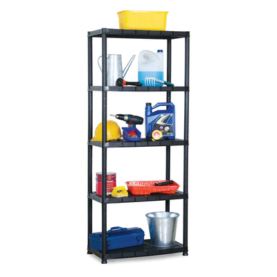 Ram Quality Products Platin 15 inch 5 Tier Plastic Shelves, Black (Open Box)