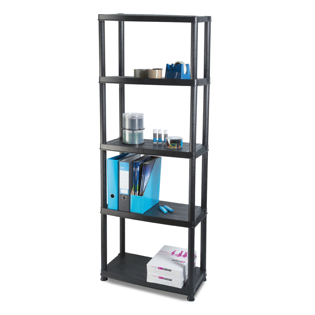 Ram Quality Products Platin 15 inch 5 Tier Plastic Shelves, Black (Open Box) - VMInnovations