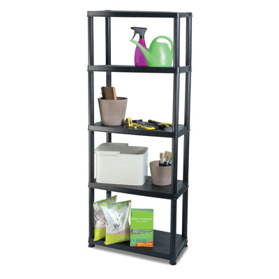 Ram Quality Products Platin 15 inch 5 Tier Plastic Shelves, Black (Open Box)