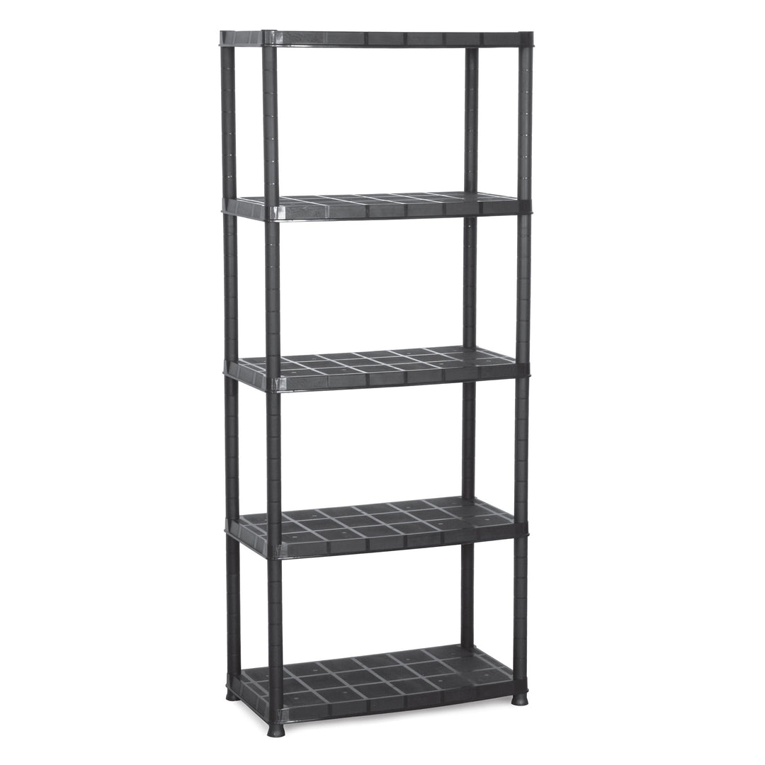 Ram Quality Products Platin 15 inch 5 Tier Plastic Shelves, Black (Open Box)