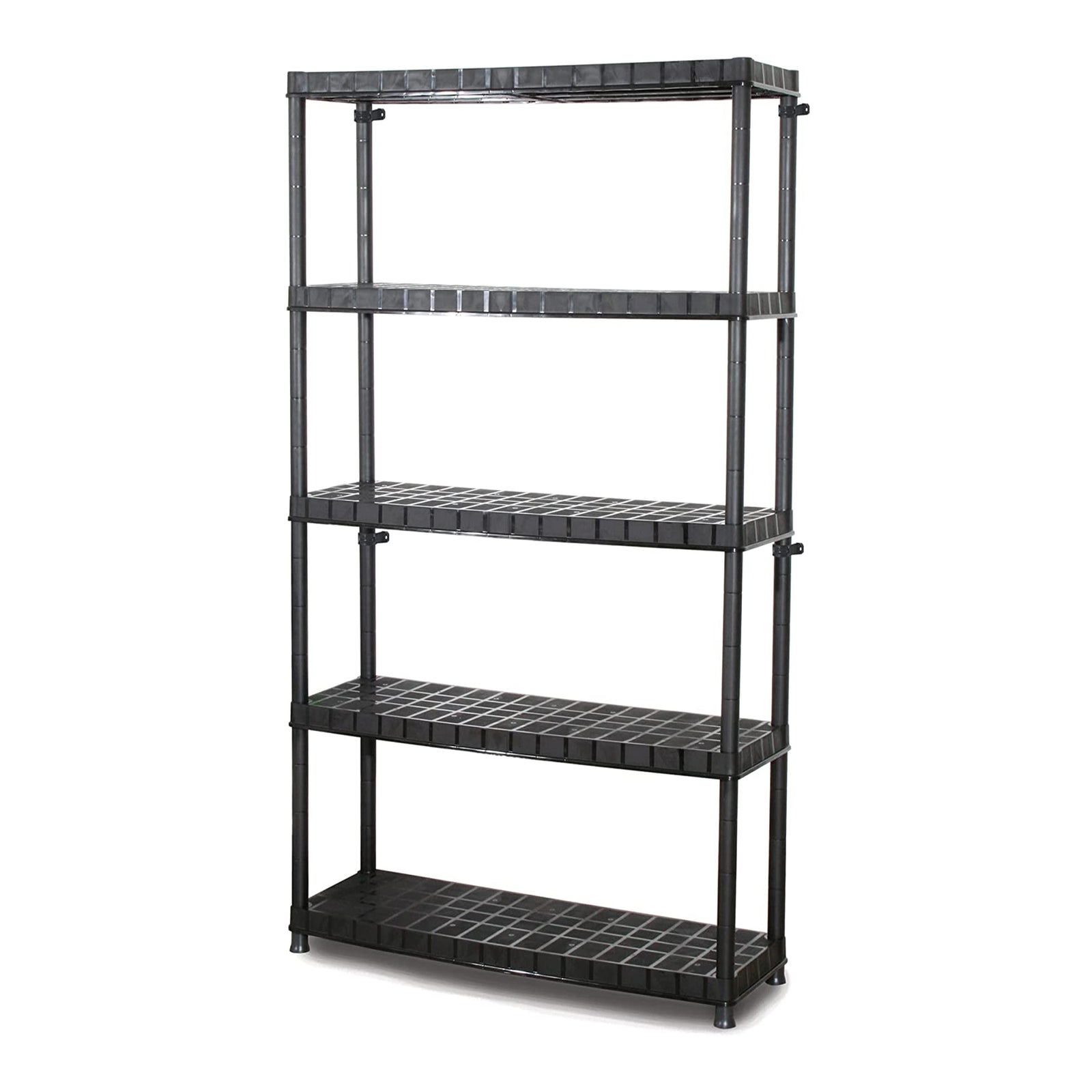 Optimo 16 inch 5 Tier Plastic Storage Shelves, Black (For Parts) - VMInnovations