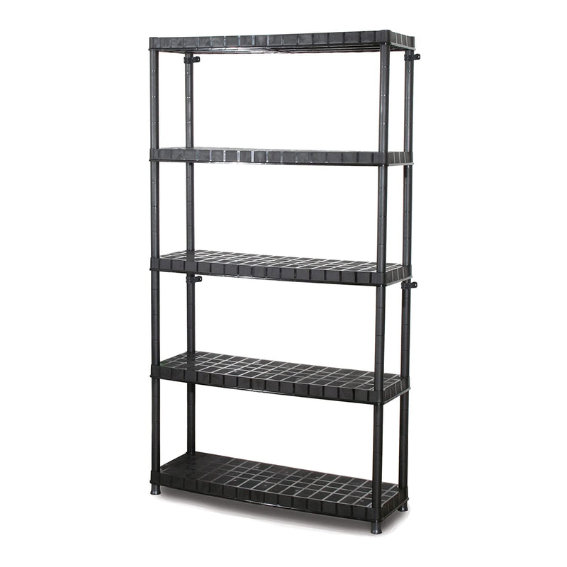 Ram Quality Products Optimo 16 inch 5 Tier Plastic Shelves, Black (Open Box)