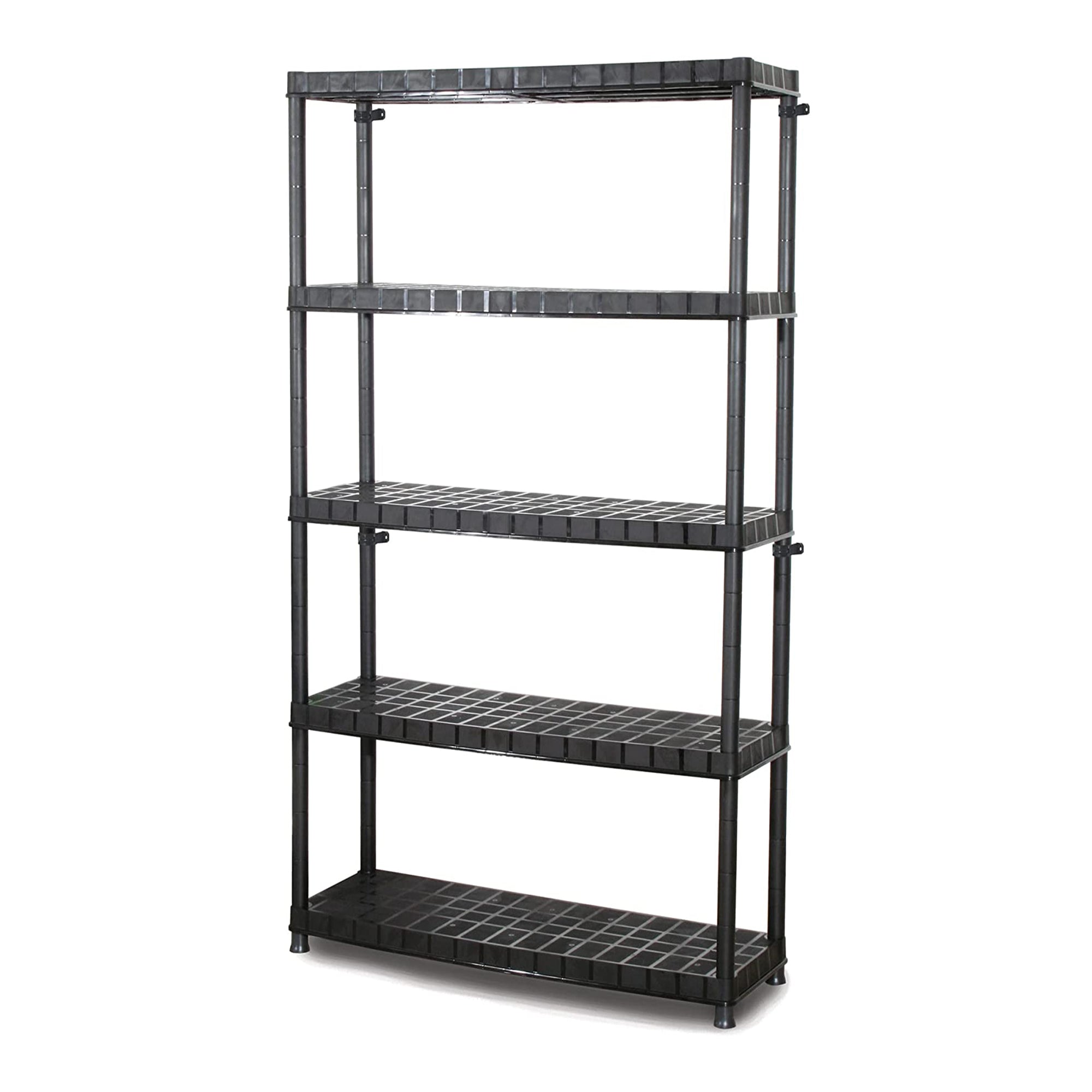 Ram Quality Products Optimo 16 inch 5 Tier Plastic Shelves, Black (Open Box) - VMInnovations