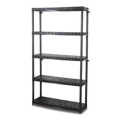 Ram Quality Products Optimo 16 inch 5 Tier Plastic Shelves, Black (Open Box) - VMInnovations