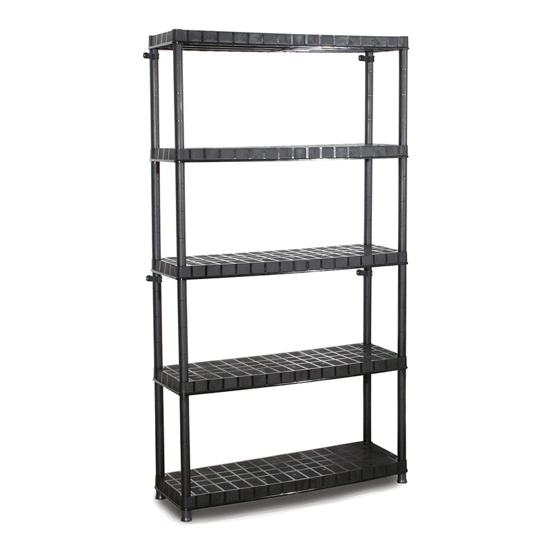 Ram Quality Products Optimo 16 inch 5 Tier Plastic Storage Shelves, Black (Used)