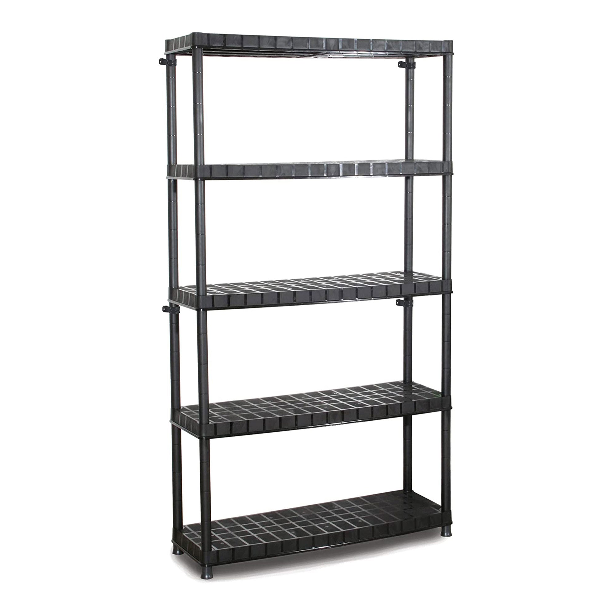Ram Quality Products Optimo 16 inch 5 Tier Plastic Shelves, Black (Open Box) - VMInnovations